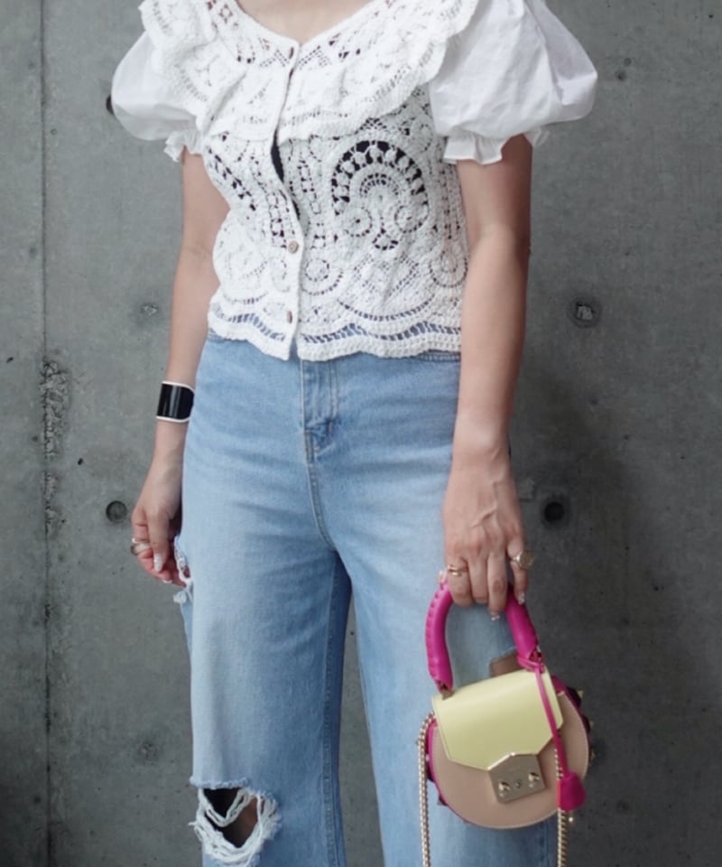 展示品SALE（select）レース編みパフスリーブブラウス | make_ai