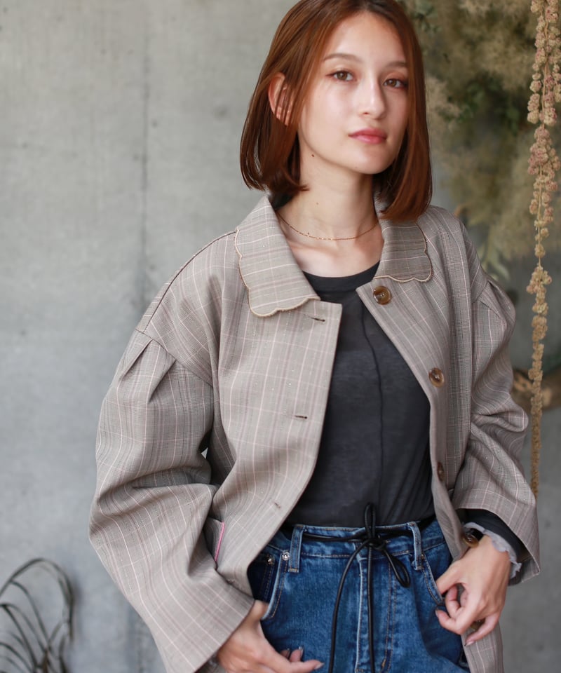 original）スカラップ衿ショートコート | make_ai