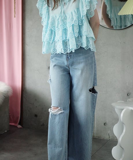 （select）パンチングレースブラウス