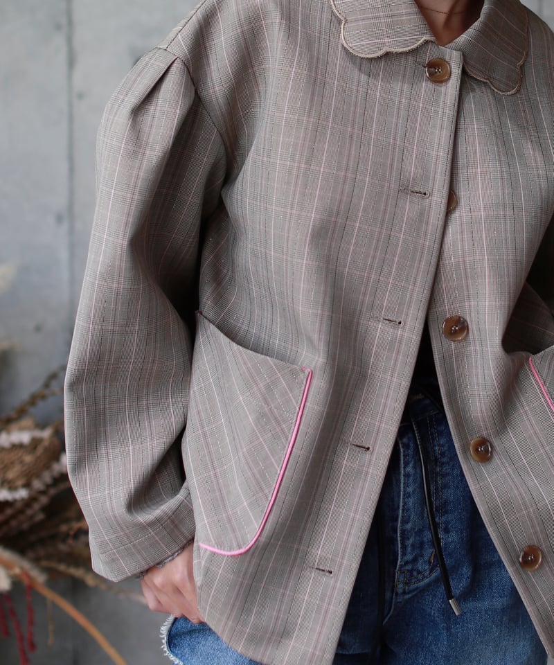 original）スカラップ衿ショートコート | make_ai