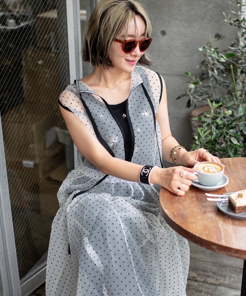 original) ドットオーガンジーワンピース | make_ai