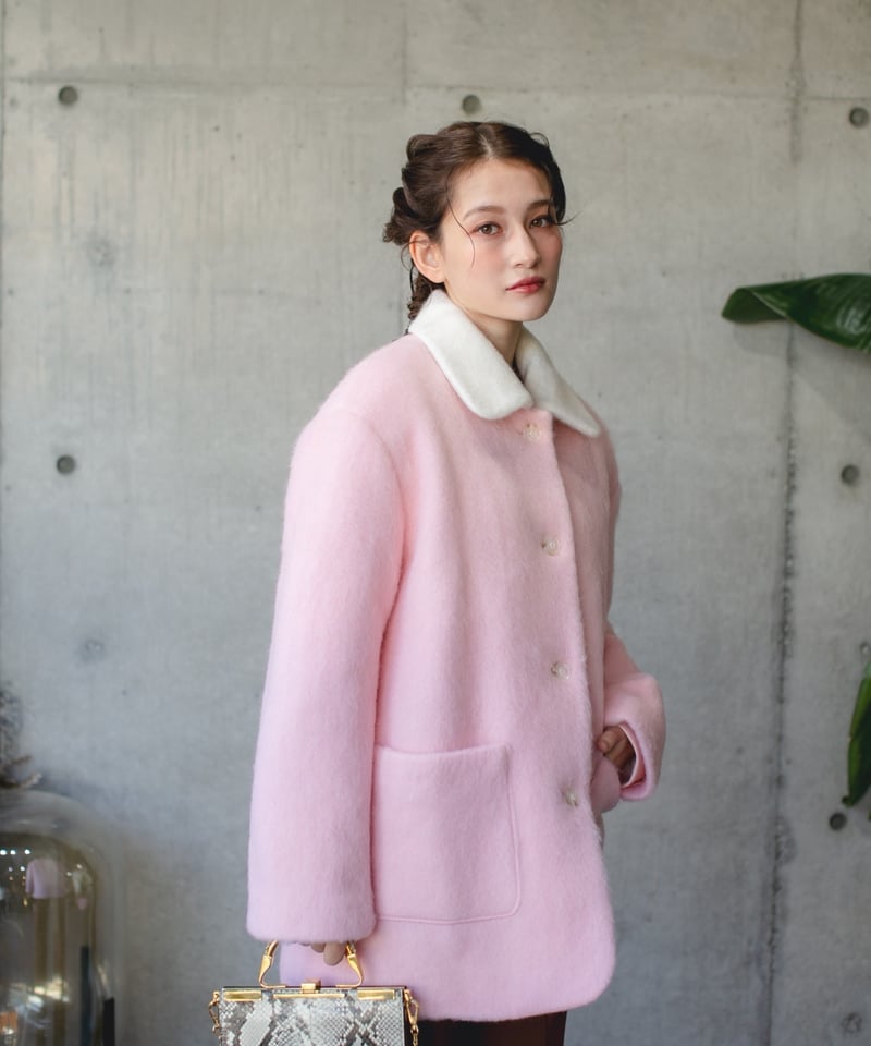 AGNONA コートモヘアイタリア赤暖かい