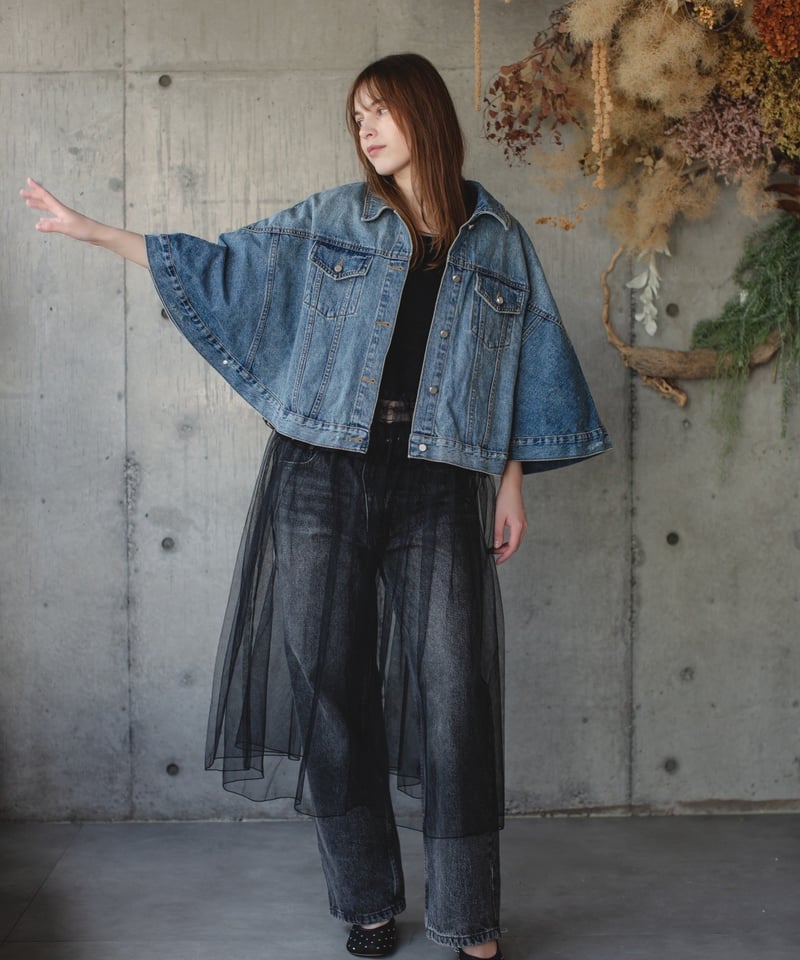 リメイクデニム　超袖長アシメポンチョ リメイクデニム 超袖長アシメポンチョ リメイクデニム 超袖長