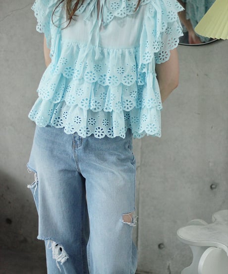 （select）パンチングレースブラウス