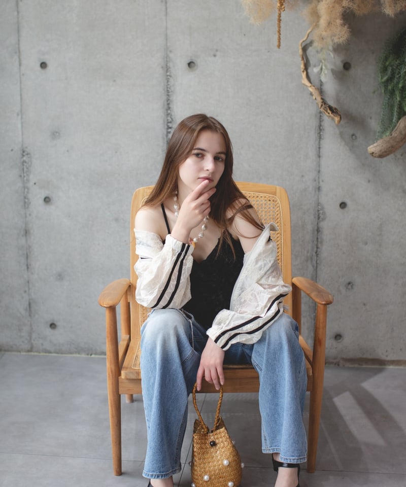 original）ビーズ付きレースブルゾン | make_ai