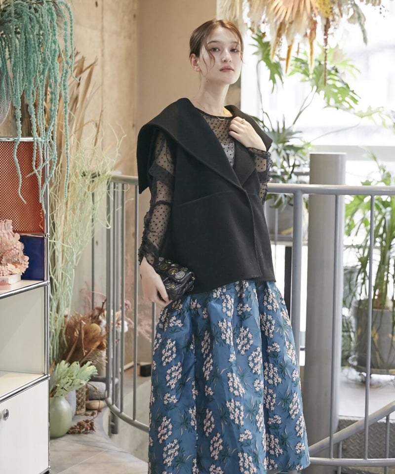 メイクアイ/make-ai/ジャガード ボリューム スカート/フラワー/リボン