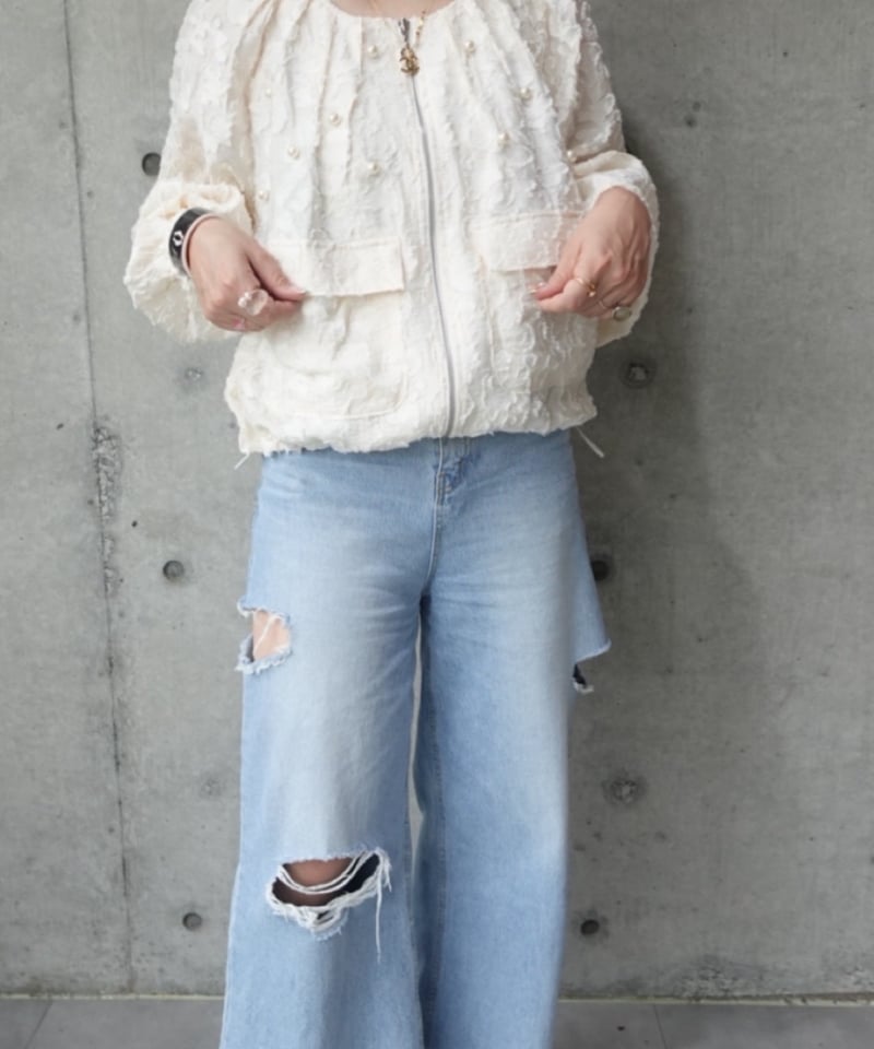 美品　シーニュ cygne ジャガードブルゾン Cygne シーニュ ジャガードブルゾンFanny BLACK