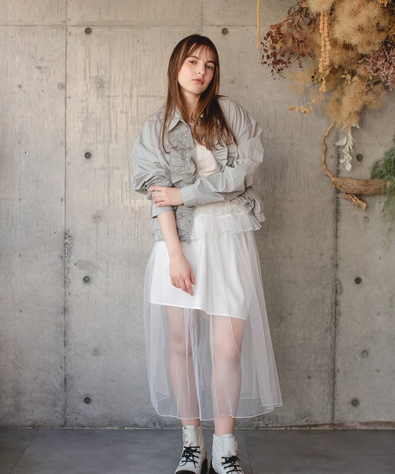 lilLilly リルリリーフリルシアーフリルブルゾン WHITE ジャケット