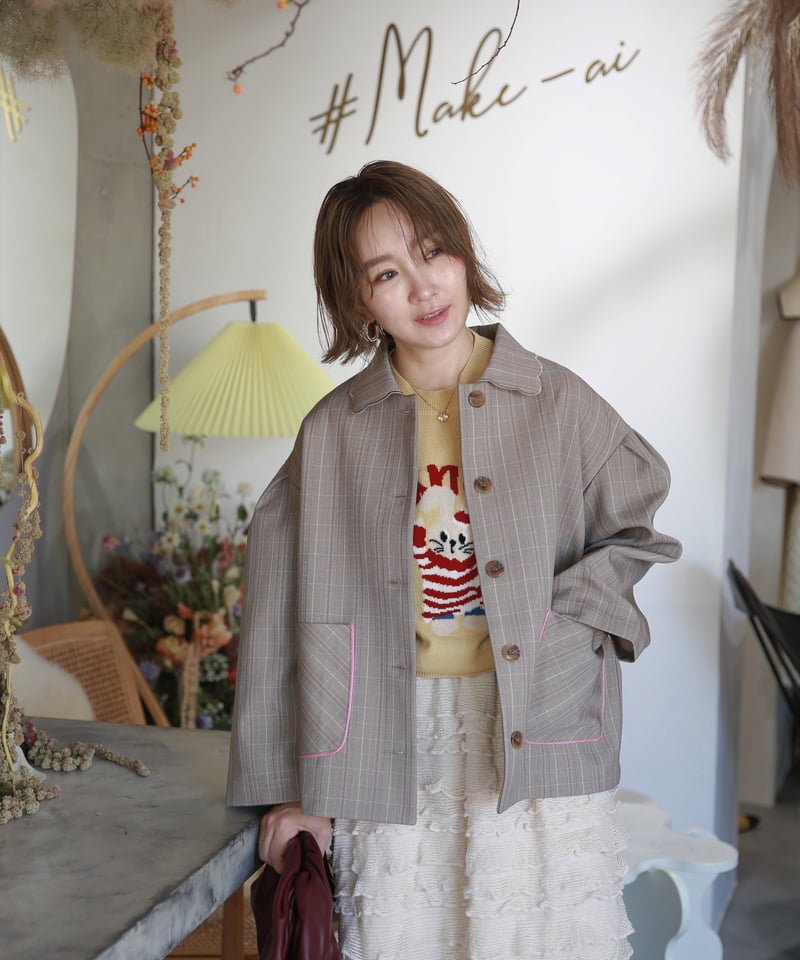 original）スカラップ衿ショートコート | make_ai