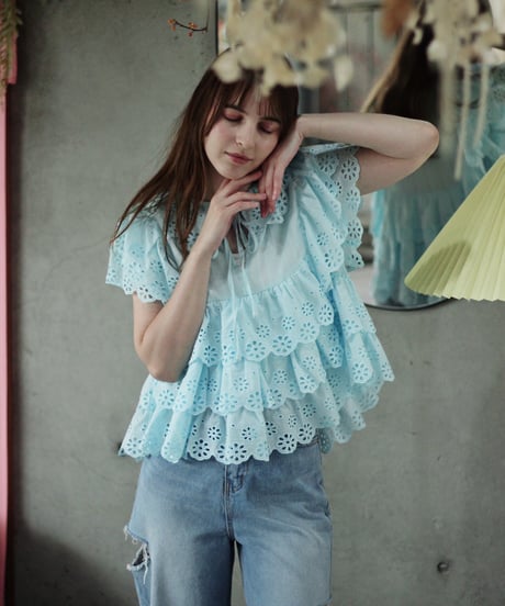 （select）パンチングレースブラウス