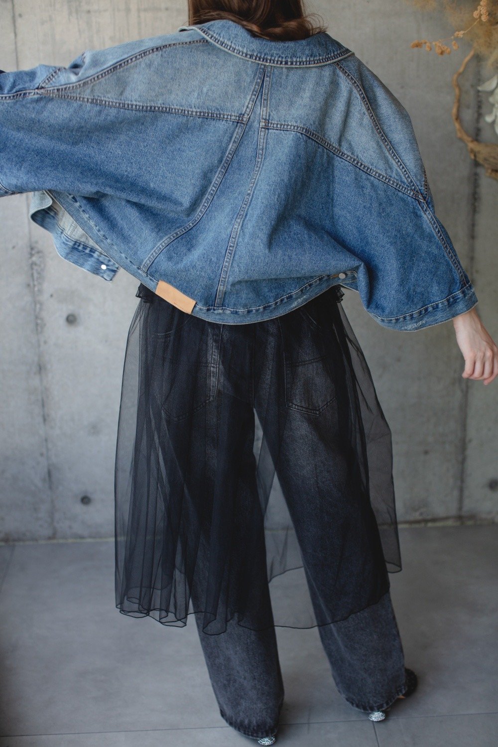 リメイクデニム　超袖長アシメポンチョ select）デニムポンチョ | make_ai