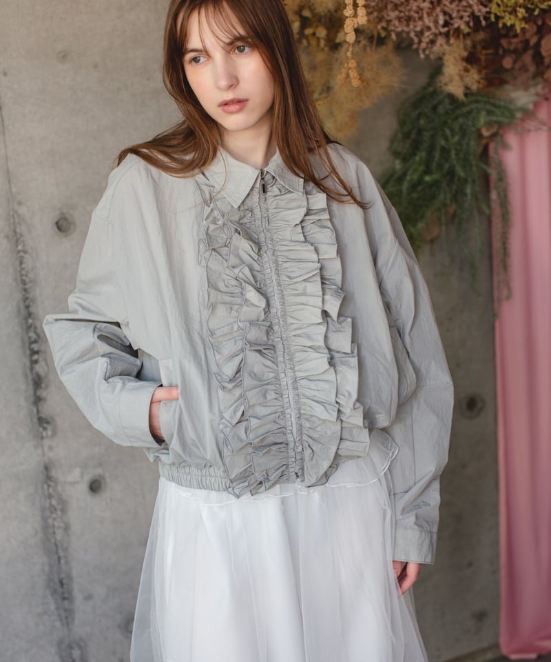 RISLEY フリル付きボンバージャケット select）フリルブルゾン | make_ai