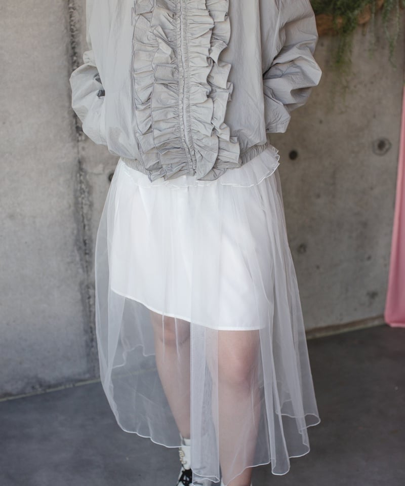 【美品】イシカワラボ バックフリルブルゾン ブラック フリーサイズ 洗える イシカワラボ バックフリルブルゾン