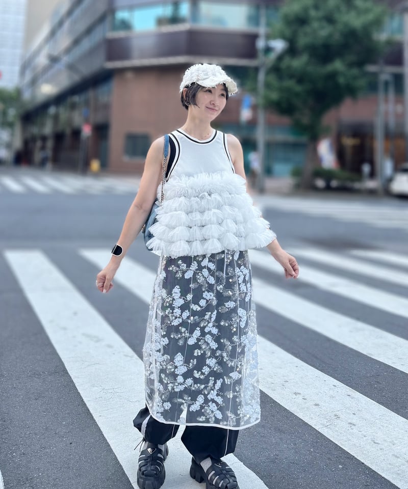 Gready Brilliant - チュールレイヤードタンクトップ Gready Brilliant - チュールレイヤードタンクトップの通販 by