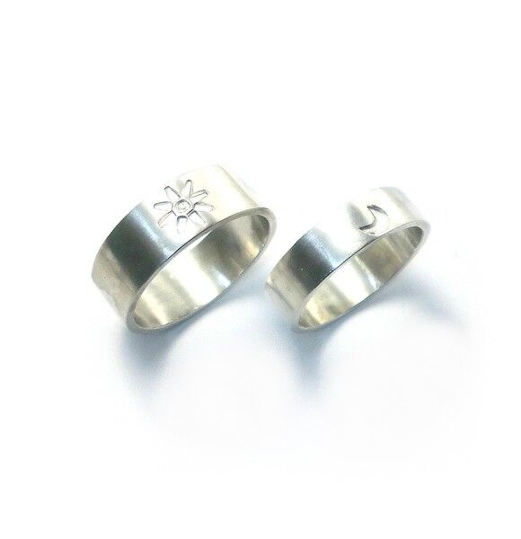 太陽と月 シルバー ペアリング 刻印可能 | シルバーアクセサリー工房アンク