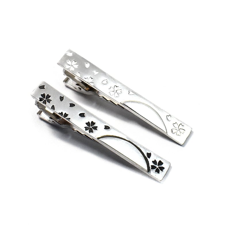 満月と桜 シルバーネクタイピン 燻し仕上げ | シルバーアクセサリー