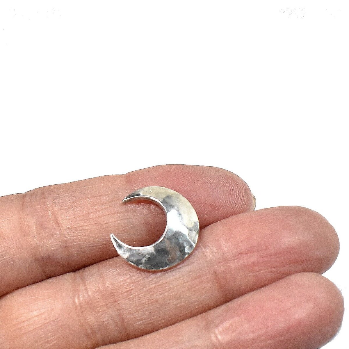 三日月 槌目模様 シルバー ピンブローチ | シルバーアクセサリー工房アンク