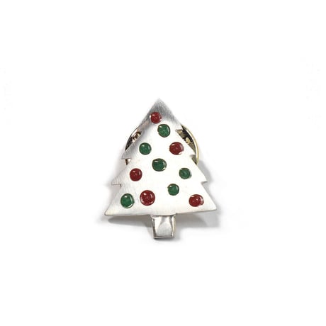 クリスマスツリー シルバーピンブローチ