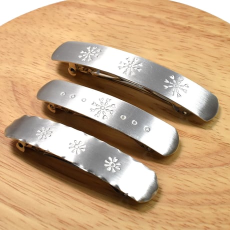 3つの花模様 シルバーバレッタ Sサイズ