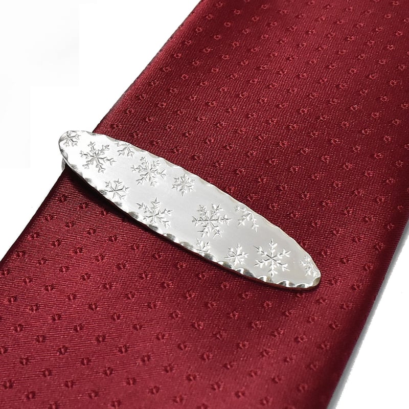 雪の結晶 楕円形 シルバーネクタイピン ストール、スカーフ留めにも
