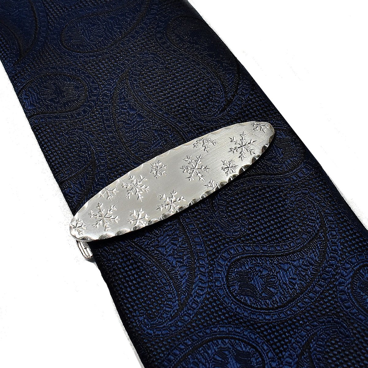 雪の結晶 楕円形 シルバーネクタイピン ストール、スカーフ留めにも