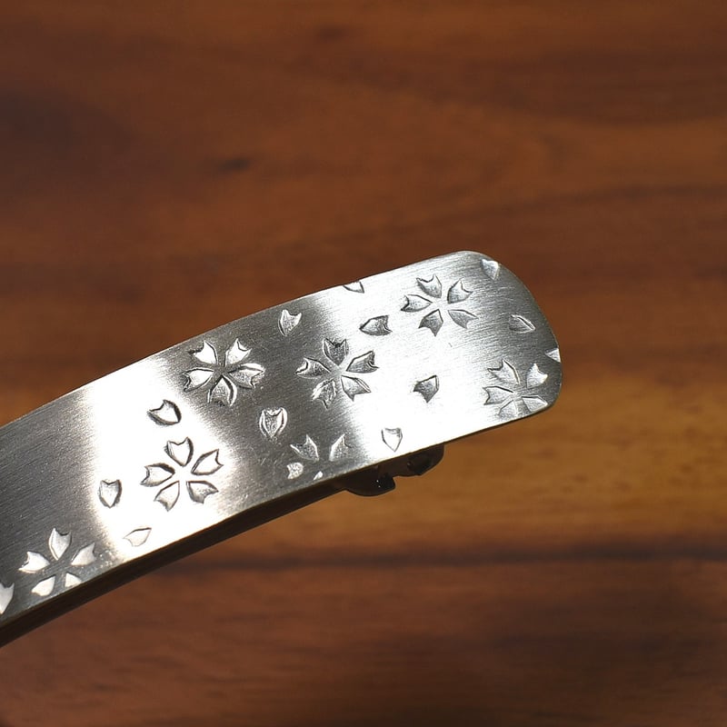 桜/桜の花びら模様 シルバー バレッタ Mサイズ | シルバー 桜/桜の花びら模様 シルバー バレッタ Mサイズ | シルバー