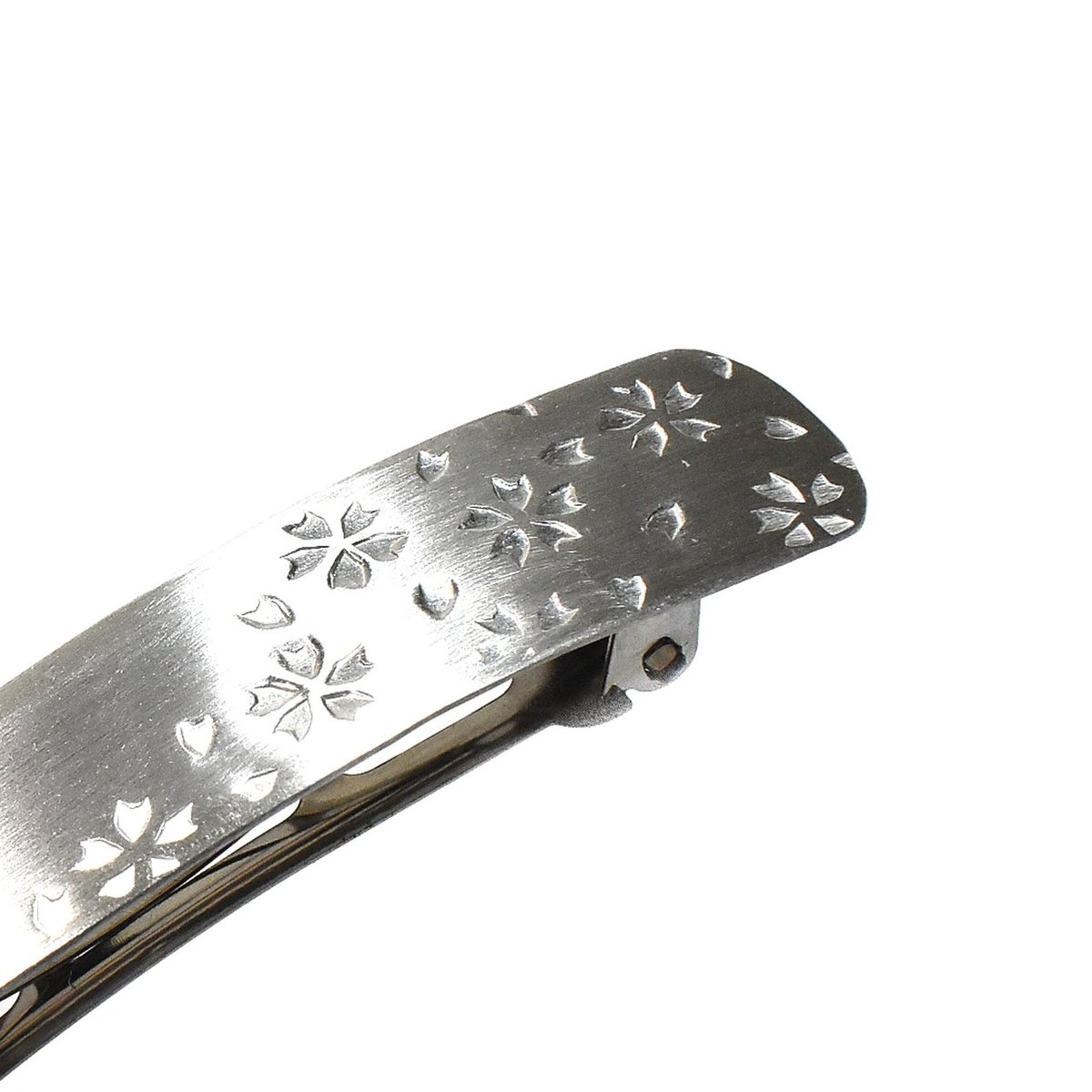 桜/桜の花びら模様 シルバー バレッタ Mサイズ | シルバー 桜/桜の花びら模様 シルバー バレッタ Mサイズ | シルバー