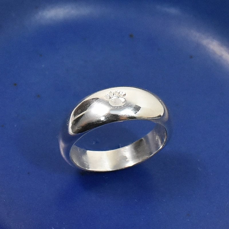 猫の肉球 月甲丸 シルバー リング イニシャル刻印可能 | シルバー