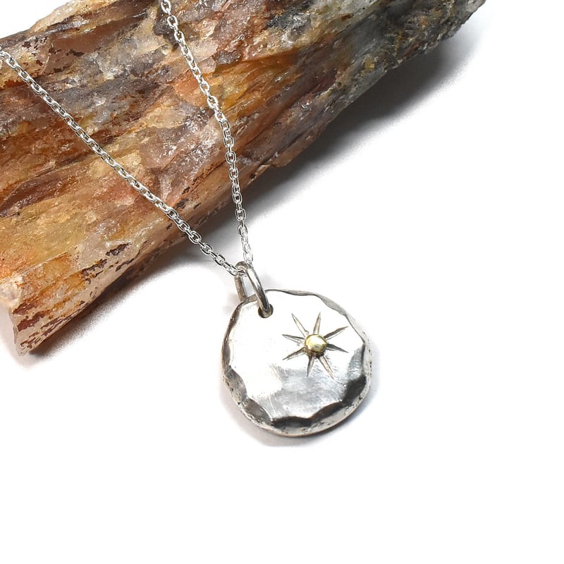 あるじゃん 祐天寺 AGF K18 太陽 シルバー 925 ネックレス K18 太陽 シルバー ネックレス 一点物 No-07 | シルバーアクセサリー