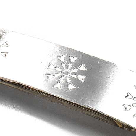 花模様 シルバーバレッタ  Mサイズ