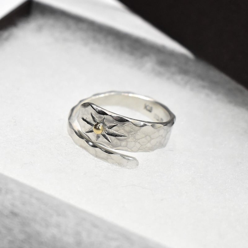 シルバー 太陽モチーフ リング 太陽 槌目模様 シルバーフリーリング | シルバーアクセサリー工房アンク