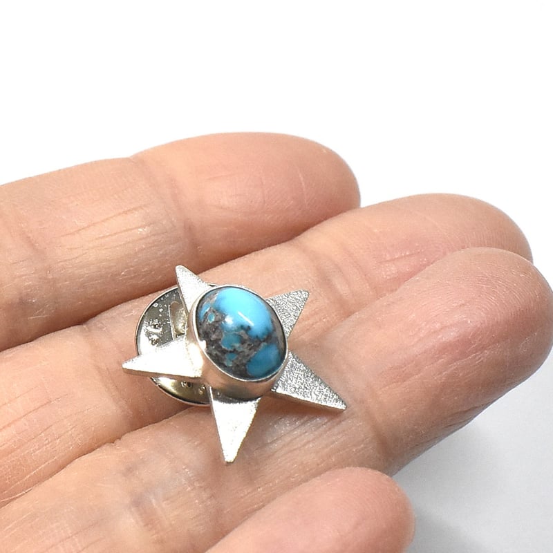 VMB ヴィンテージ ターコイズ&シルバー ピンブローチA VMB ヴィンテージ ターコイズ&シルバー ピンブローチA VMB