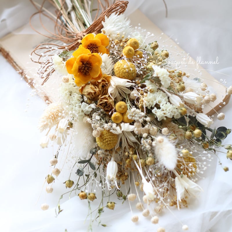 花束にもなるドライフラワースワッグ〈イエロー〉 | bouquet de flannel