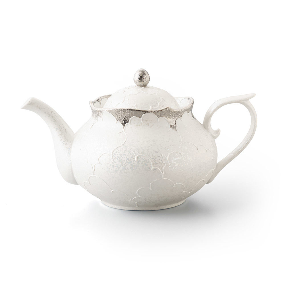 パール牡丹（プラチナ）−輪花− ポット（大） | 高級美術有田焼 柳屋