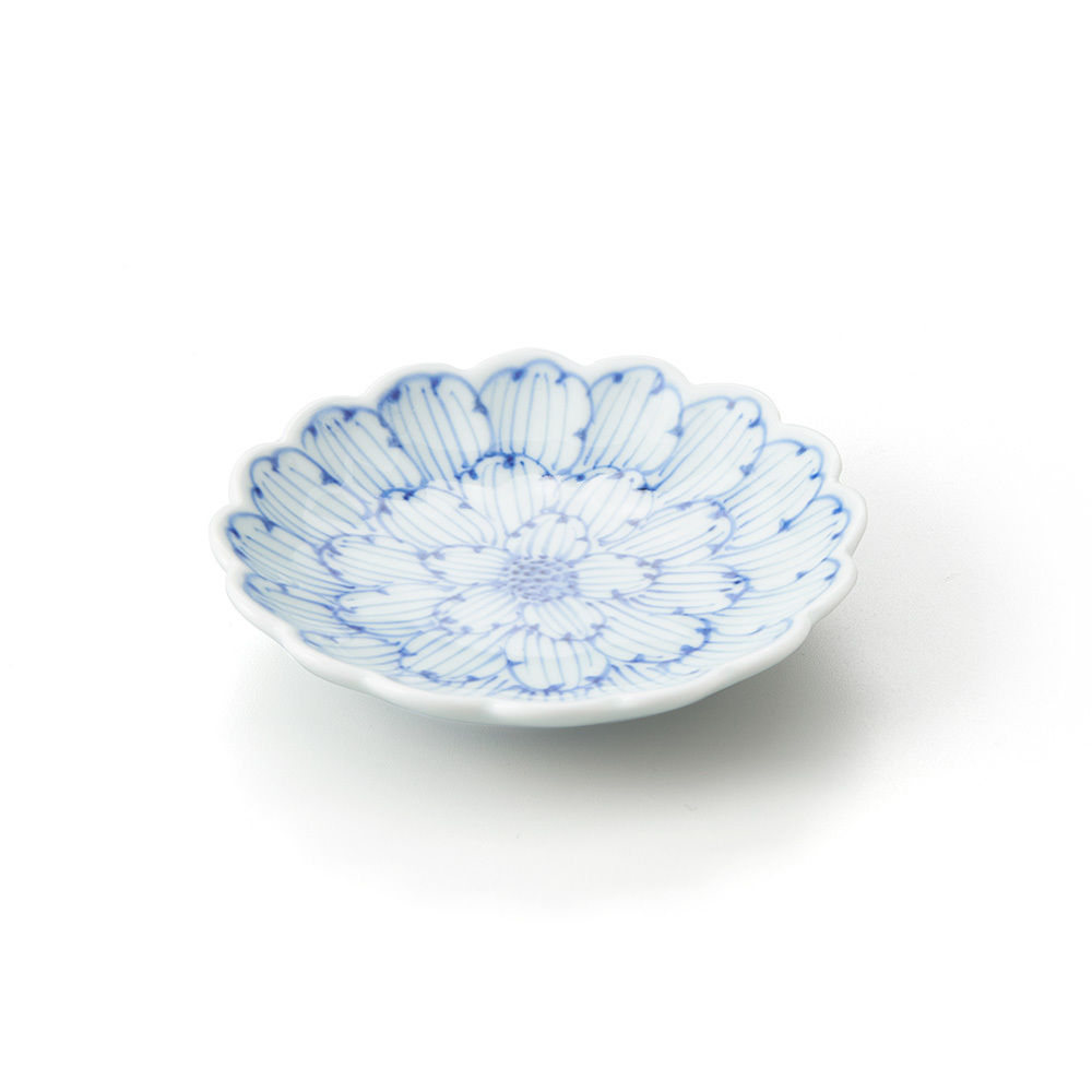 有田焼 染付 菊型 小鉢 5客 C 6186-通販 ショップ
