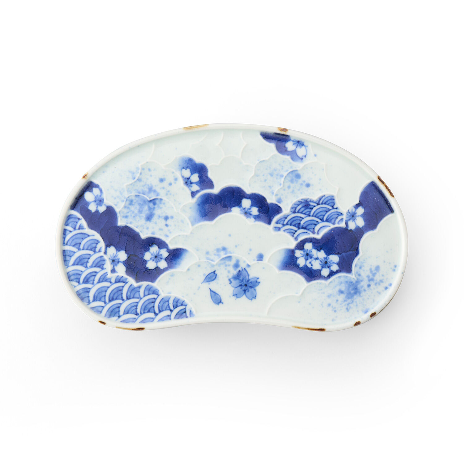 福泉窯 染付桜青海波繭型陶箱 | 高級美術有田焼 柳屋