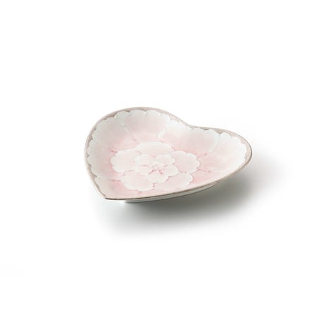 プラチナ牡丹（ピンク）ハート型銘々皿