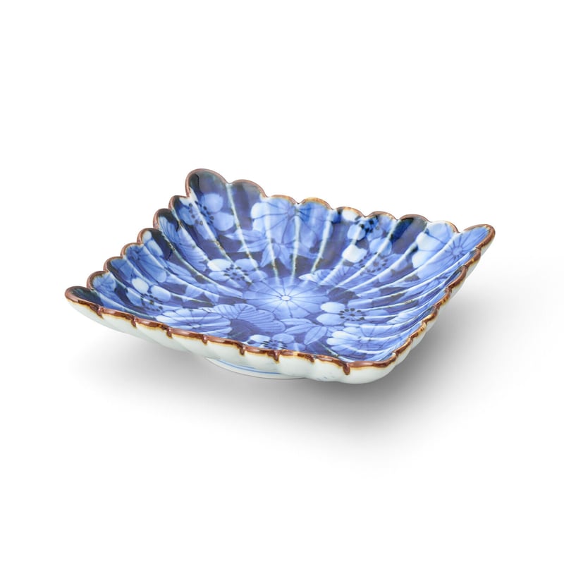 福泉窯 染付松竹梅菊絵菊割長角六寸皿 | 高級美術有田焼 柳屋 福泉窯 染付松竹梅菊絵菊割長角六寸皿 | 高級美術有田焼 柳屋