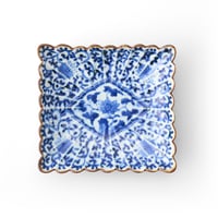 福泉窯 染付松竹梅菊絵菊割長角六寸皿 | 高級美術有田焼 柳屋