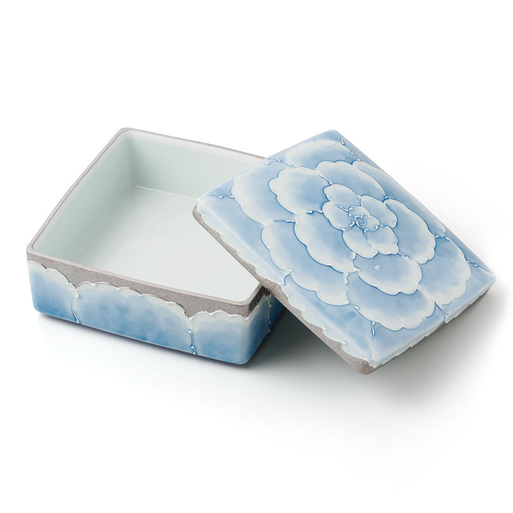 未使用 有田焼 プラチナ牡丹 角蓋物 角陶箱 ピンク 重箱 菓子器 牡丹唐草 輪花陶箱 | 多用途陶器 - 有田焼のまるぶんオンライン