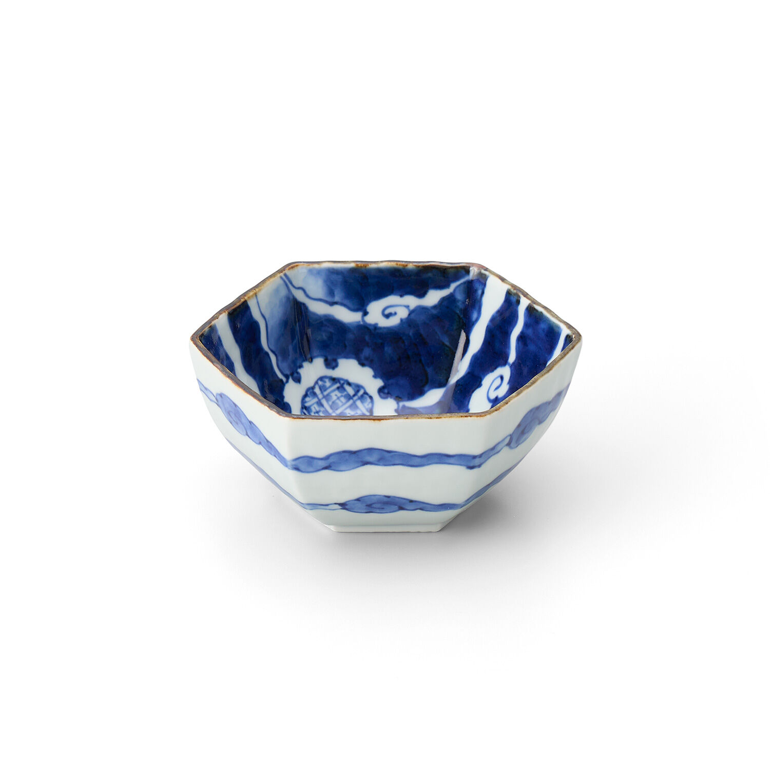 有田焼　福泉窯　内花唐草外濃　六角小鉢　２個　未使用品 original