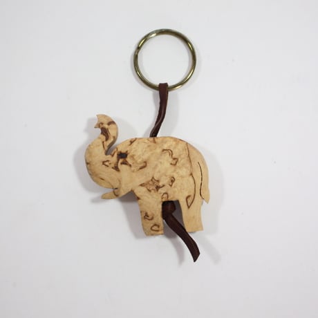 【Wood Jewel】【新品】フィンランド「ウッドジュエル」キーリング "Elephant （像）” 250701-065