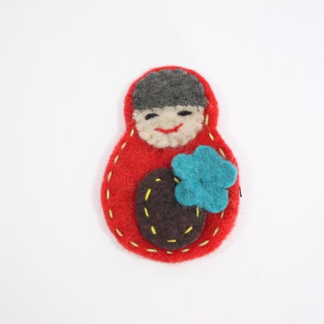 【Amica Felt】【新品】「アミカフェルト」"Russian Doll”ブローチ 250701-006