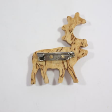 【Wood Jewel】【新品】フィンランド「ウッドジュエル」ブローチ "Reindeer （トナカイ）” 250701-058