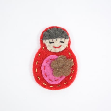 【Amica Felt】【新品】「アミカフェルト」"Russian Doll”ブローチ 250701-008