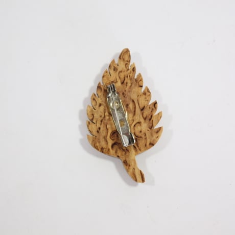 【Wood Jewel】【新品】フィンランド「ウッドジュエル」ブローチ "Leaf（葉）” 250701-021