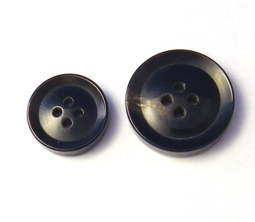本水牛ボタン スーツ,コート用ボタン 黒 ツヤ有り No.620-1 | 釦工房