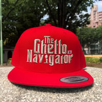 THE GHETTO NAVIGATOR snapback cap / Red × Silver Lame