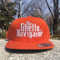 THE GHETTO NAVIGATOR snapback cap / Orange × White