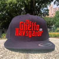 THE GHETTO NAVIGATOR snapback cap / Dark Navy × Blood Orange